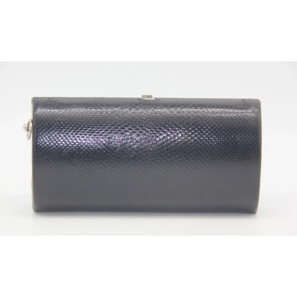 Mary Norton Evening Snakeskin Black Clutch Bag Purse Silver Chain EUC Retro Glam